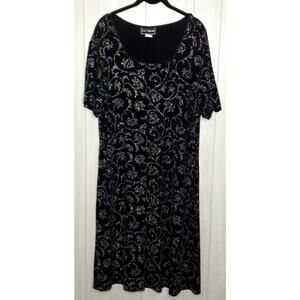 Ladies L.L. Martin Occasional Black Embellished Swing Dress 16W Short Sleeve